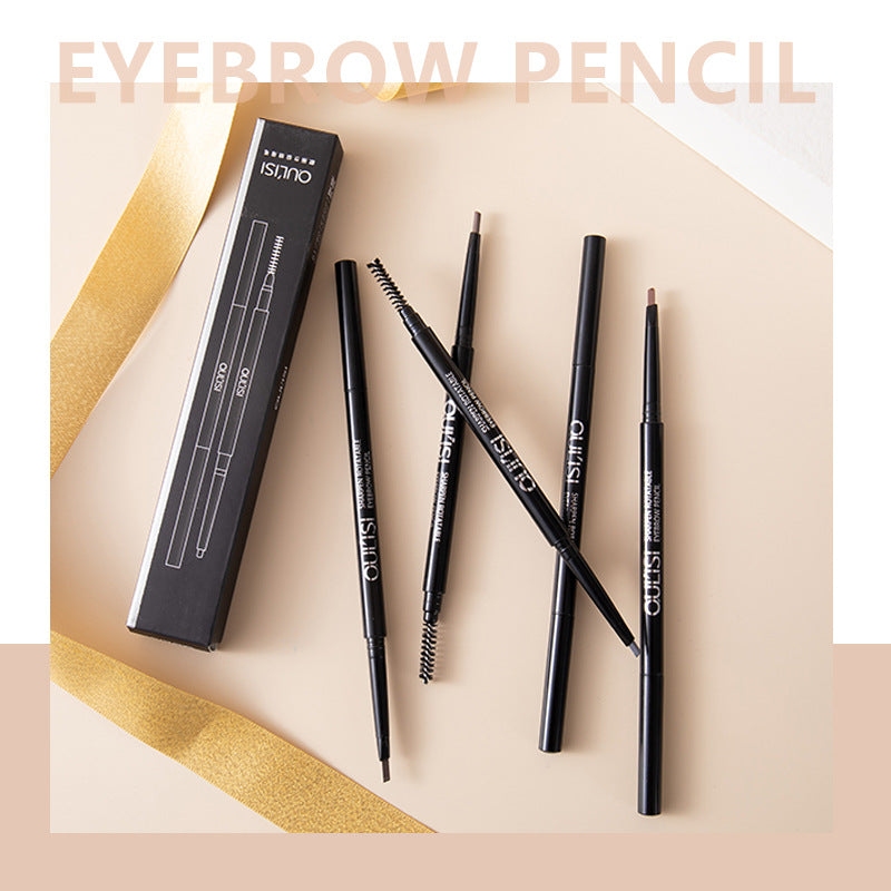 Oulisi Internet celebrity ultra-fine eyebrow pencil double-headed rotating thin head female not easy to fade natural eyebrow powder beginner