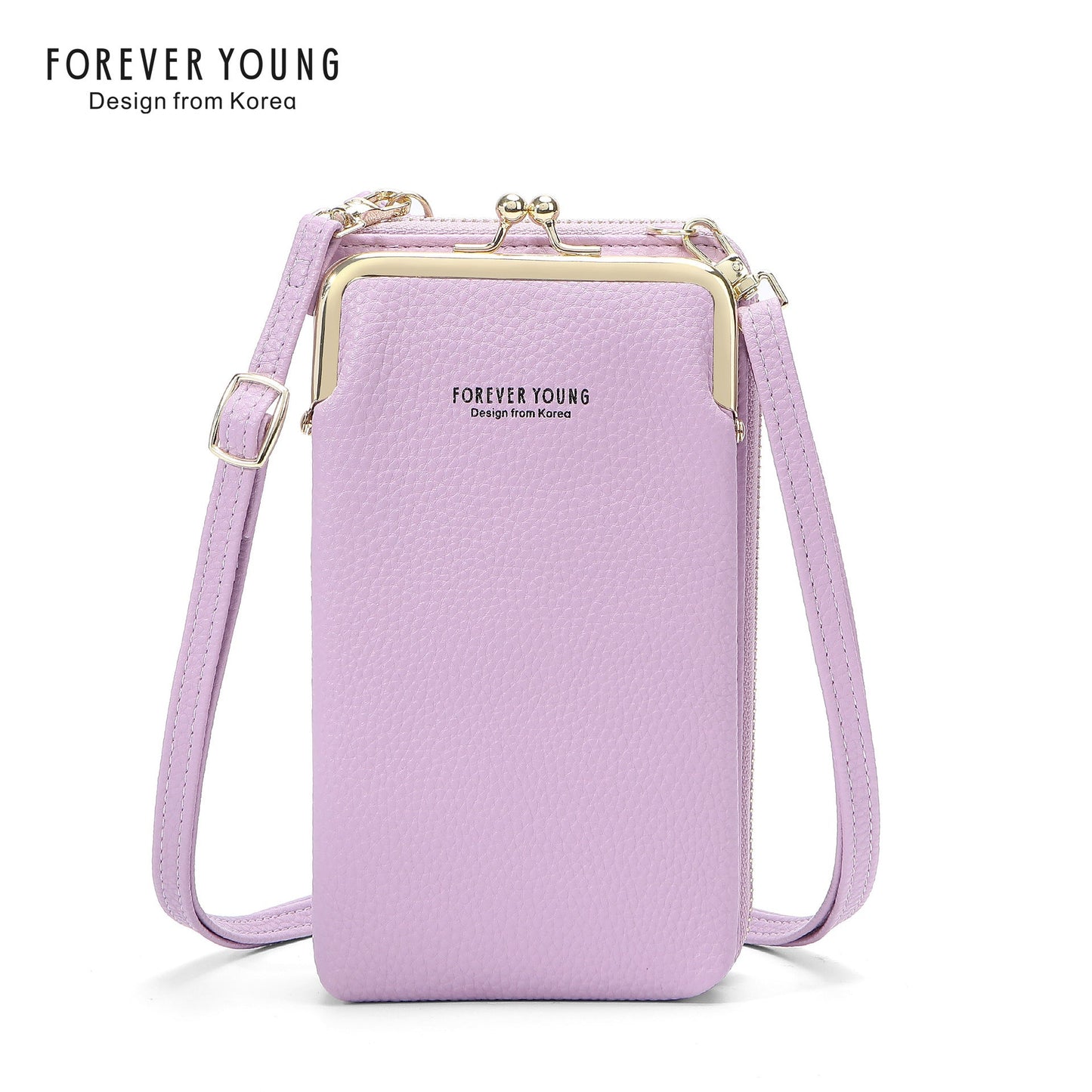 foreveryoung mobile phone bag messenger bag for women simple and fashionable litchi pattern large capacity coin purse foreign trade 