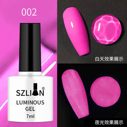 Cross-border hot-selling nail art luminous glue fluorescent nail polish glue phototherapy glue set popular candy color nail salon dedicated