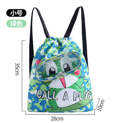 New children's swimming bag, dry and wet separation toiletry bag, swimming storage bag, beach storage drawstring backpack