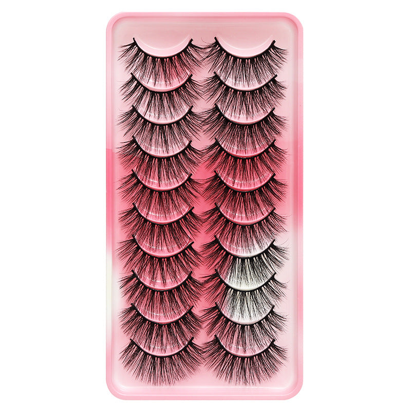 Dingsen false eyelashes factory European and American stable cross-border supply 10 pairs of natural curling thick eyelashes