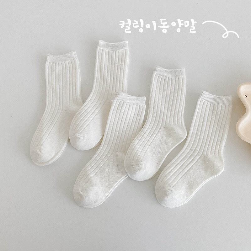 ស្រោមជើងកុមារ Elmo Beibei 2024 Spring Baby Plain Breathable Socks Cotton Socks Boys and Girls Pit Socks 5 Pairs