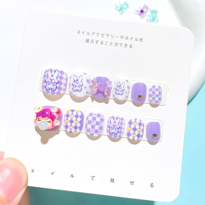 2024 new nail art stickers for children and girls with diamond nail stickers for wearing nail art nail stickers with jelly glue