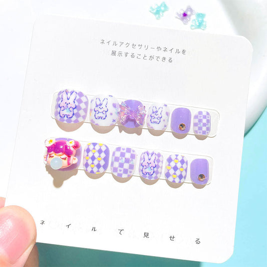 2024 new nail art stickers for children and girls with diamond nail stickers for wearing nail art nail stickers with jelly glue