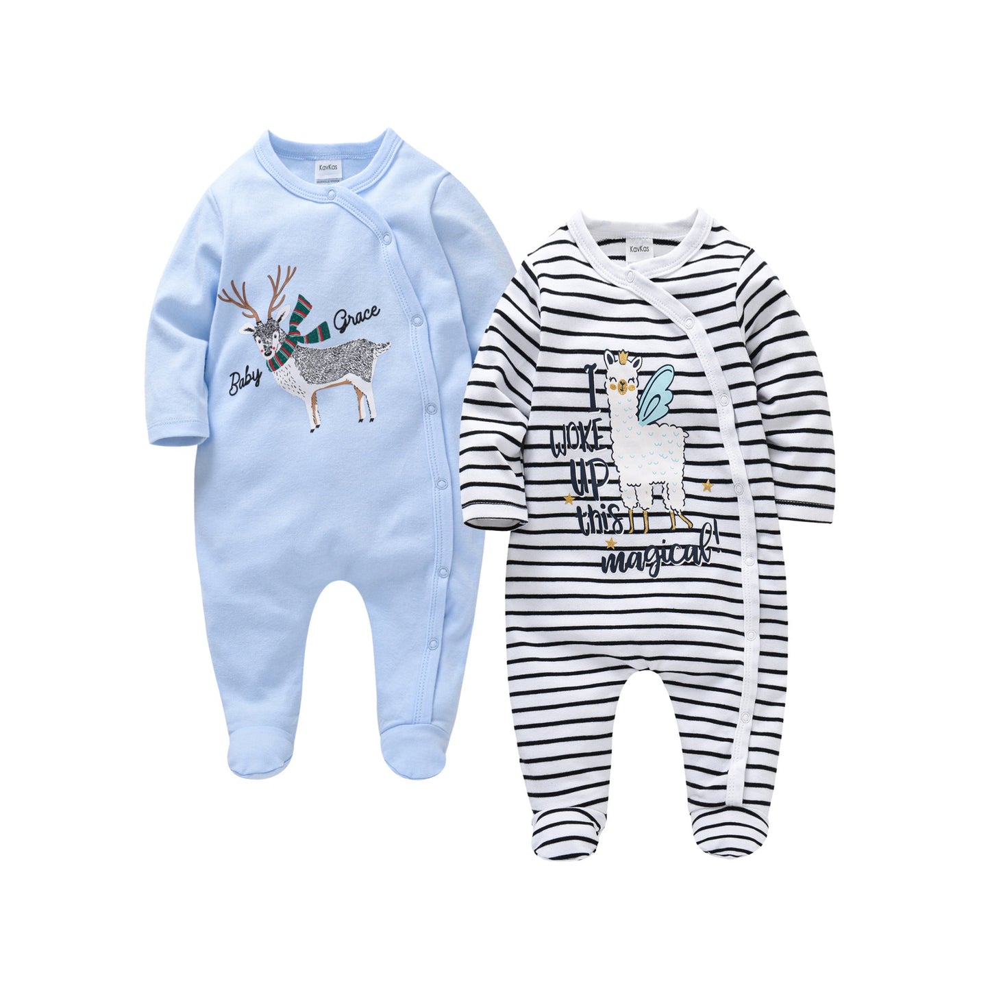 Manufacturers long sleeve baby clothes 2 pieces spring cotton boy infant jumpsuit foot cover jumpsuit cross-border 