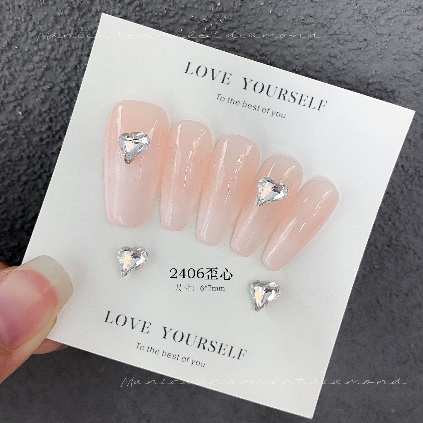 Nail Art K9 Jewelry Transparent Diamond Super Flash Crooked Heart Axe Diamond Water Drop Fat Square Butterfly White Diamond Nail Accessories Wholesale