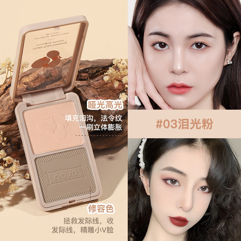 MAKEUP NOVO SOFT SHADOW ម្សៅផាត់មុខពីរពណ៌ ធ្វើអោយច្រមុះភ្លឺ រលោងតាមបែបធម្មជាតិ