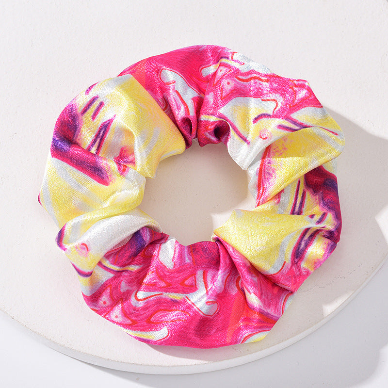 2022 new cross-border French large intestine hair band hair rope female tie-dye head flower European and American ethnic style hair ponytail hair band