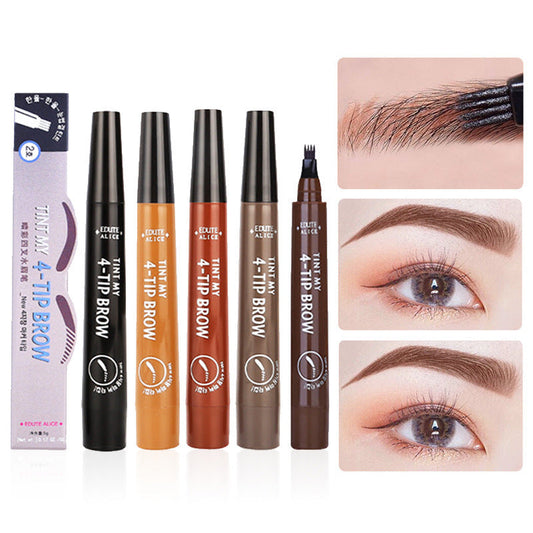 Korean version of the four-pronged water eyebrow pencil simulation original eyebrow four-pronged liquid eyebrow pencil waterproof and sweat-proof cross-border special supply