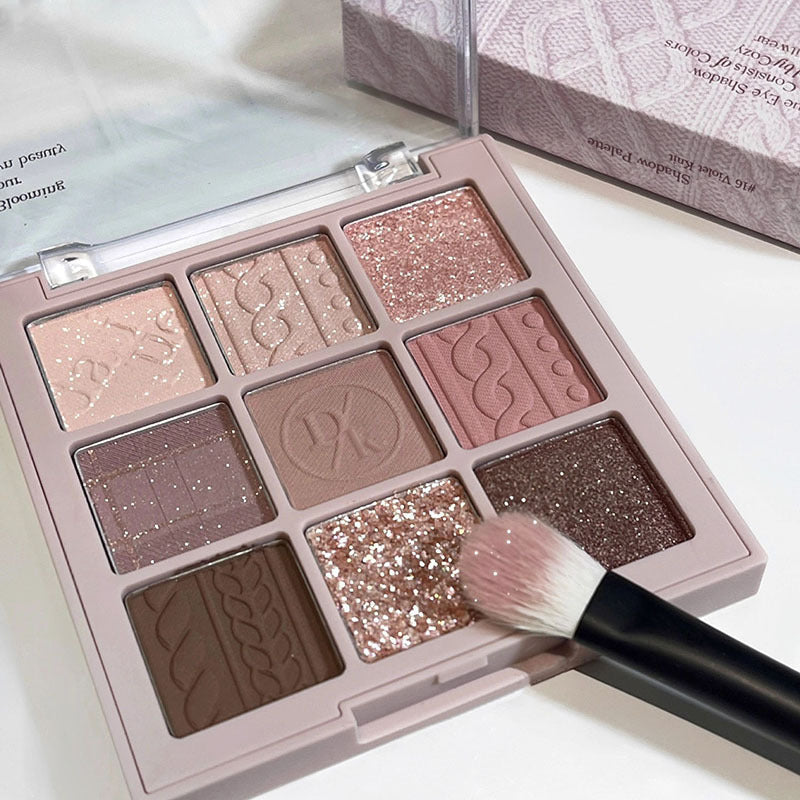 DIKALU milk tea nine-grid eyeshadow low-saturation almond knitted nine-color eyeshadow palette pearlescent matte fine flash cross-border