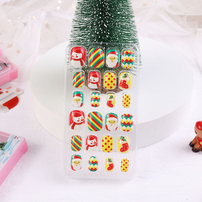 Children's nail stickers baby toddler boys and girls cartoon princess nail stickers jelly glue Christmas wear nails 