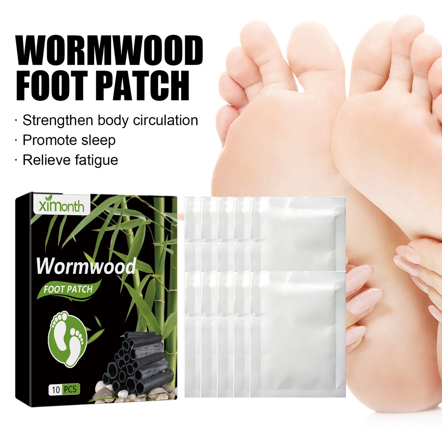 Ximonth mugwort foot patch helps sleep and relieves physical and mental fatigue. Deep cleansing massage care patch for feet 