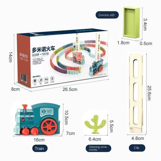 抖音同款多米诺骨牌车 益智自动投放发牌电动积木小火车 玩具批发