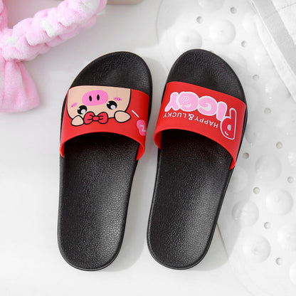 2022 Cartoon Pig Indoor and Outdoor Sandals for Women Japanese Version Flat Non-Slip Soft Bottom Bathroom Ladies Cute One-Flops 