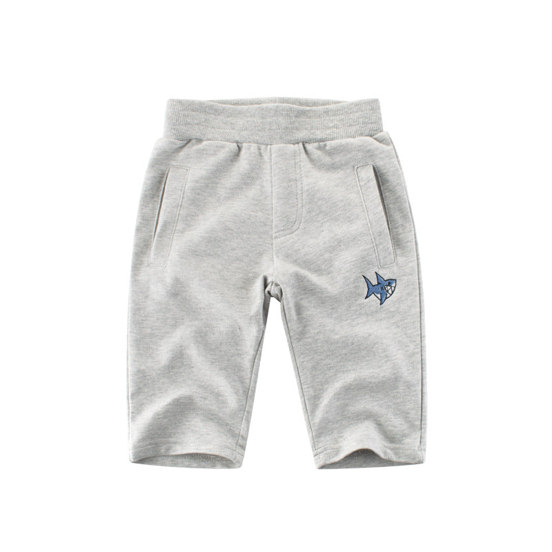 Korean version of children's clothing new 2023 children's pants baby sports pants boys' cropped pants factory direct sales one piece drop shipping 