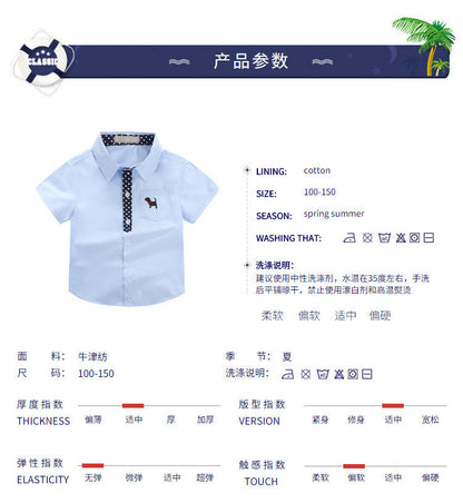 Factory ready stock 2023 boys' short-sleeved shirts children's summer short-sleeved shirts for children solid color half-sleeved summer clothes 