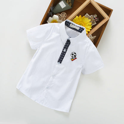 Factory ready stock 2023 boys' short-sleeved shirts children's summer short-sleeved shirts for children solid color half-sleeved summer clothes 