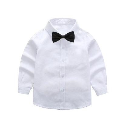 Boys' white shirts, children's white shirts, white school uniforms, performance clothes, middle and older children's white shirts, spring and autumn long sleeves 