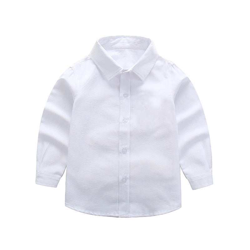 Boys' white shirts, children's white shirts, white school uniforms, performance clothes, middle and older children's white shirts, spring and autumn long sleeves 