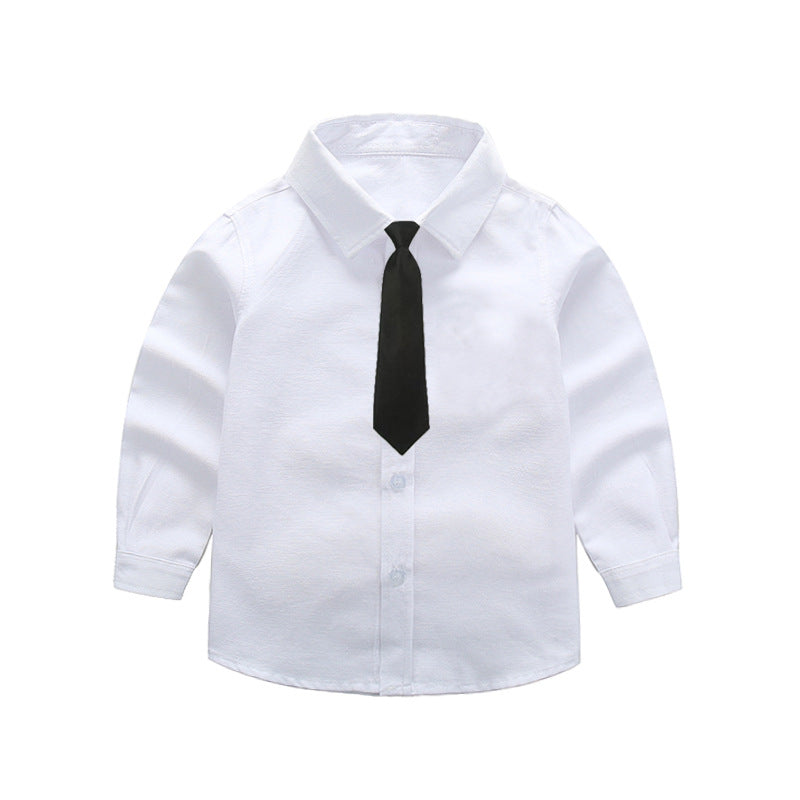 Boys' white shirts, children's white shirts, white school uniforms, performance clothes, middle and older children's white shirts, spring and autumn long sleeves 