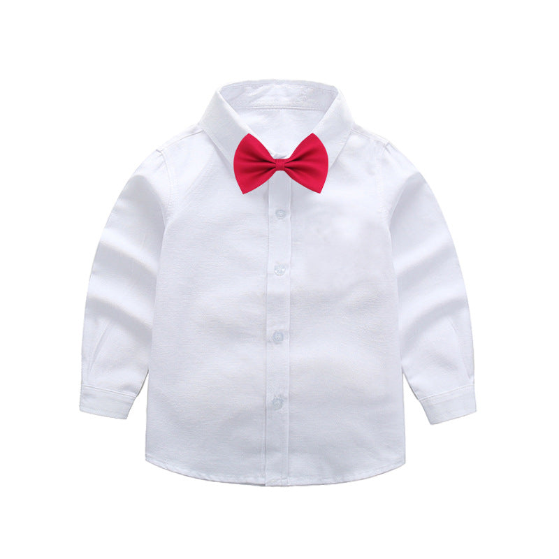 Boys' white shirts, children's white shirts, white school uniforms, performance clothes, middle and older children's white shirts, spring and autumn long sleeves 