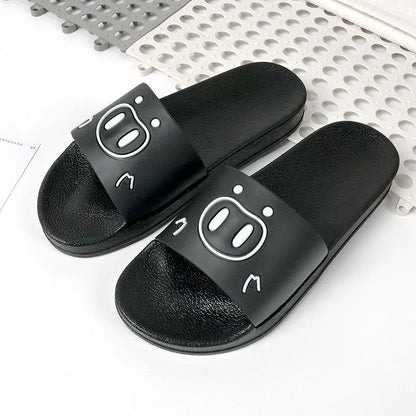 2022 Cartoon Pig Indoor and Outdoor Sandals for Women Japanese Version Flat Non-Slip Soft Bottom Bathroom Ladies Cute One-Flops 