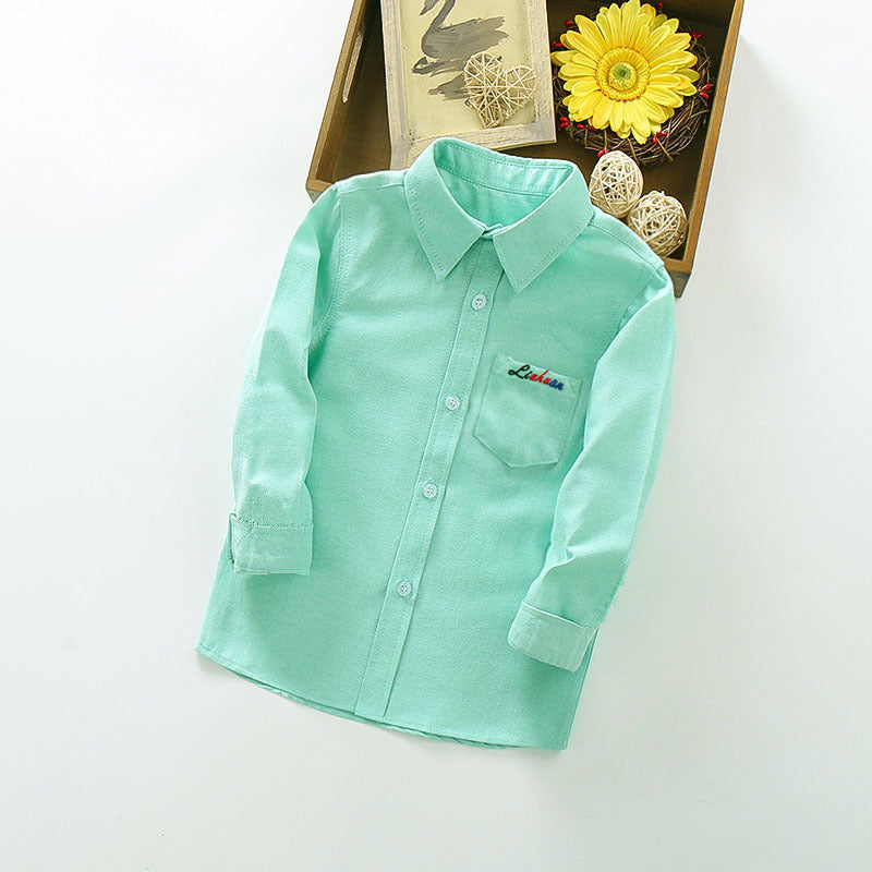 Children's casual shirt Korean style trendy 2-4-5-6-8-9-year-old boy's long-sleeved versatile shirt top spring 