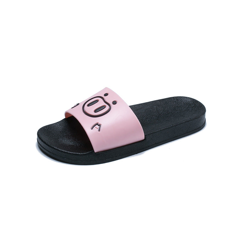 2022 New Cartoon Pig Indoor and Outdoor Sandals for Women Women's Flat Non-Slip Soft Bottom Bathroom Women's Cute Flop 