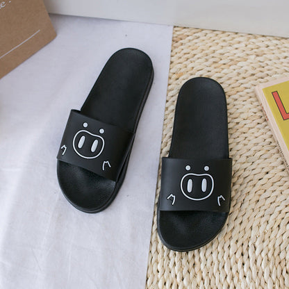 2022 New Cartoon Pig Indoor and Outdoor Sandals for Women Women's Flat Non-Slip Soft Bottom Bathroom Women's Cute Flop 