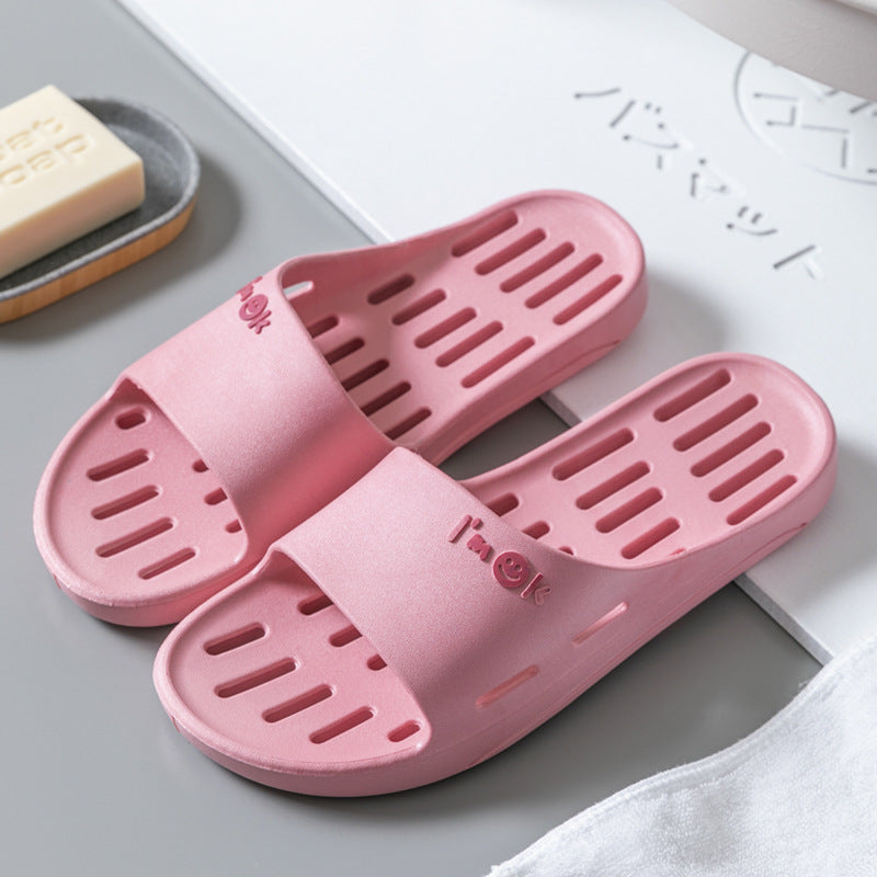 Monique home slippers for all seasons, leaking slippers for men and women, soft bottom hollow anti-slip couple bathroom slippers 