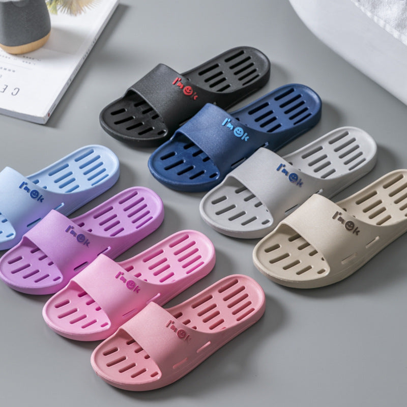 Monique home slippers for all seasons, leaking slippers for men and women, soft bottom hollow anti-slip couple bathroom slippers 