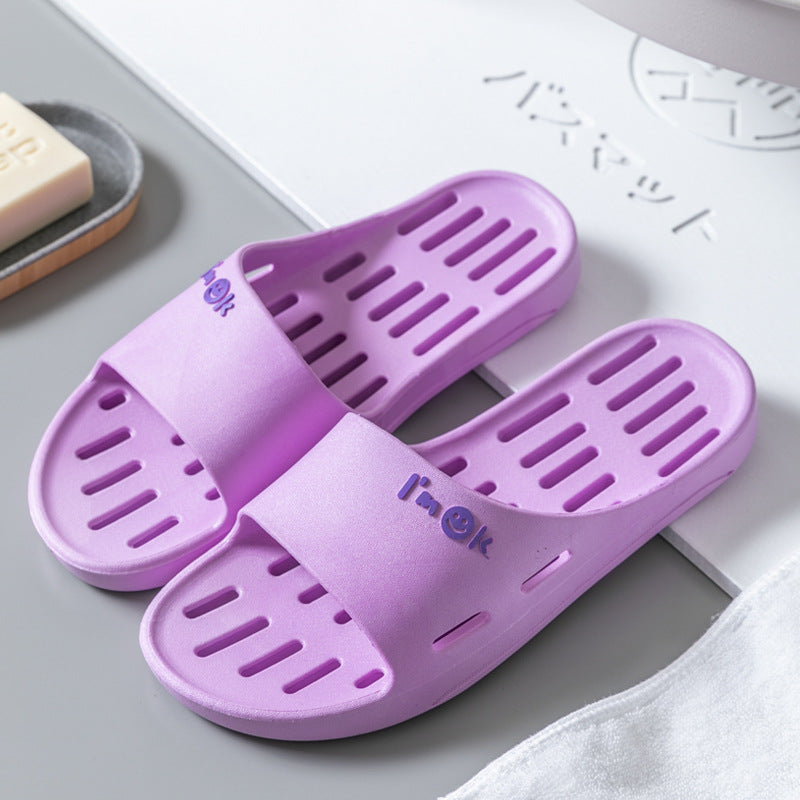 Monique home slippers for all seasons, leaking slippers for men and women, soft bottom hollow anti-slip couple bathroom slippers 