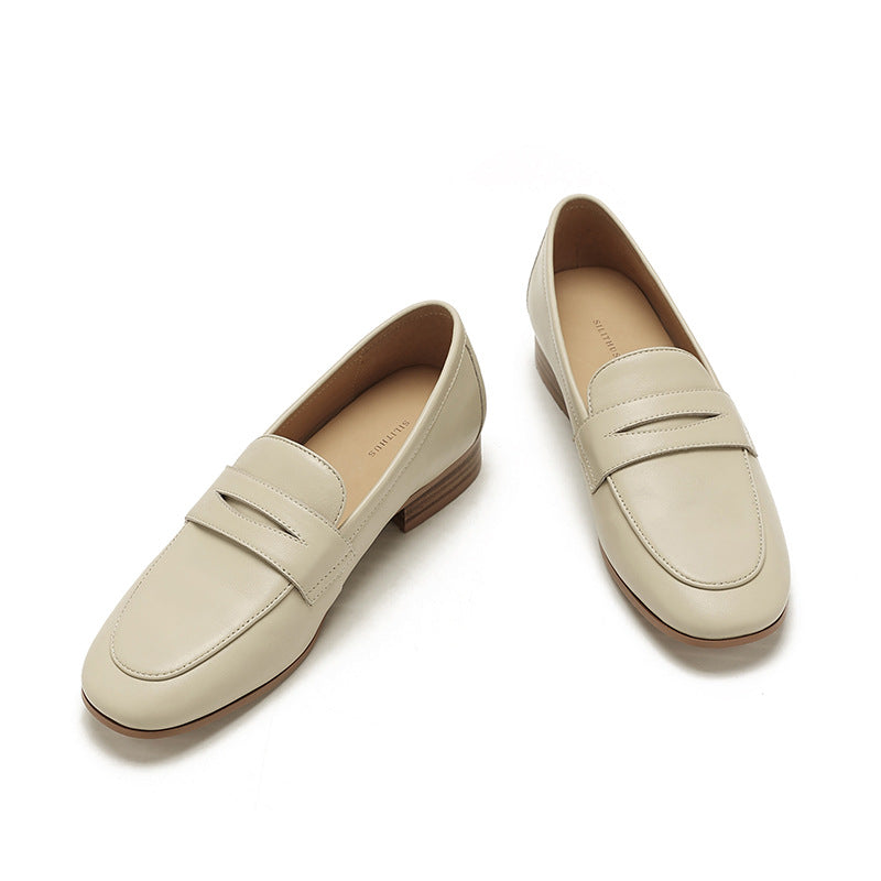 [Wang Xiaodu] Commuting time ●Retro style small leather shoes for women, new cow leather loafers for women, slip-on shoes 