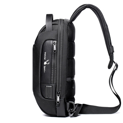 Chest bag men's canvas casual crossbody bag shoulder bag men's chest bag usb charging sports water drop bag for men