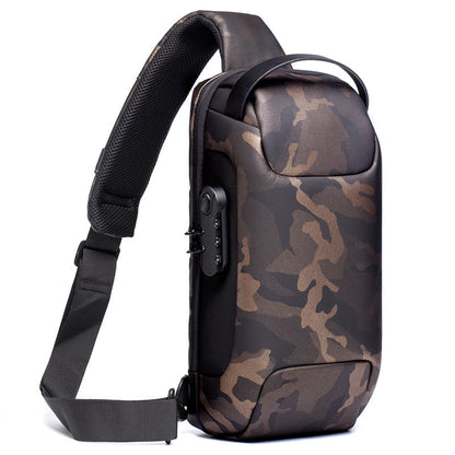 Chest bag men's canvas casual crossbody bag shoulder bag men's chest bag usb charging sports water drop bag for men