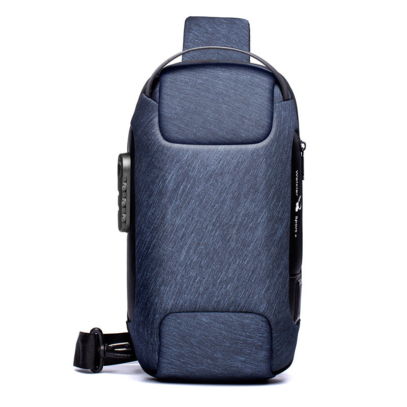 Chest bag men's canvas casual crossbody bag shoulder bag men's chest bag usb charging sports water drop bag for men