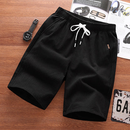 Summer men's casual cotton and linen shorts, loose thin sports pants, Korean style versatile beach shorts for men 