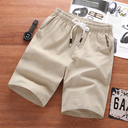 Summer men's casual cotton and linen shorts, loose thin sports pants, Korean style versatile beach shorts for men 