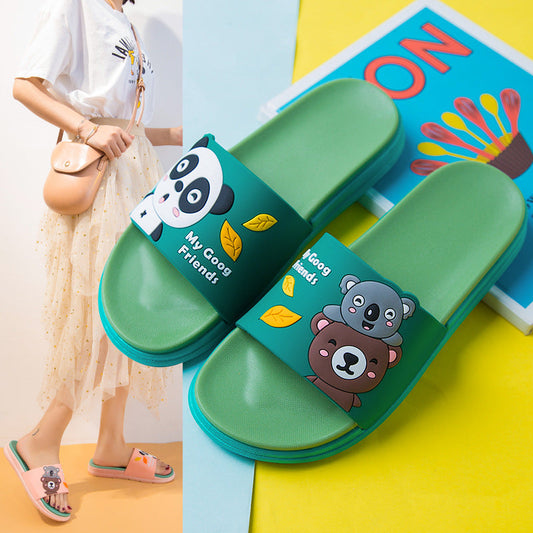 2022 New Slippers for Women for Summer Household Indoor Silent Cartoon Cute Wear-Resistant Bathroom Sandals and Slippers Wholesale 