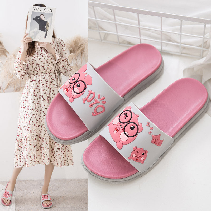 Cute Pig Slippers Women's Outerwear Thick Soled 2022 Summer Home Indoor Home Fashion Cartoon Anti-Slip Sandals 