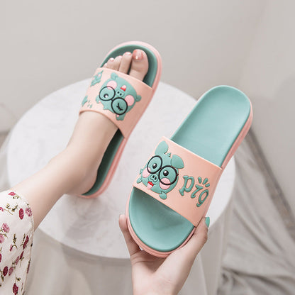 Cute Pig Slippers Women's Outerwear Thick Soled 2022 Summer Home Indoor Home Fashion Cartoon Anti-Slip Sandals 