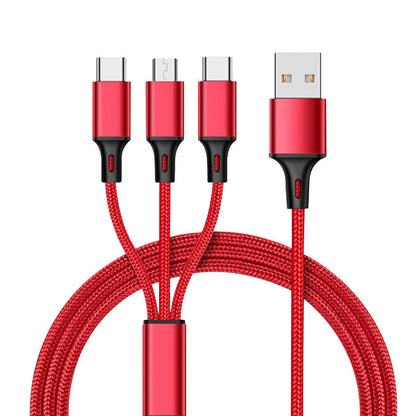 Baitong suitable for iphone android nylon braided usb cable metal one-to-one three-in-one data cable dropshipping 