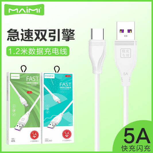 Maimi X12 mobile phone data cable 1.2m fast charging suitable for Android Type-C data flash charging cable 