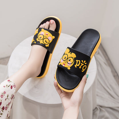 Cute Pig Slippers Women's Outerwear Thick Soled 2022 Summer Home Indoor Home Fashion Cartoon Anti-Slip Sandals 