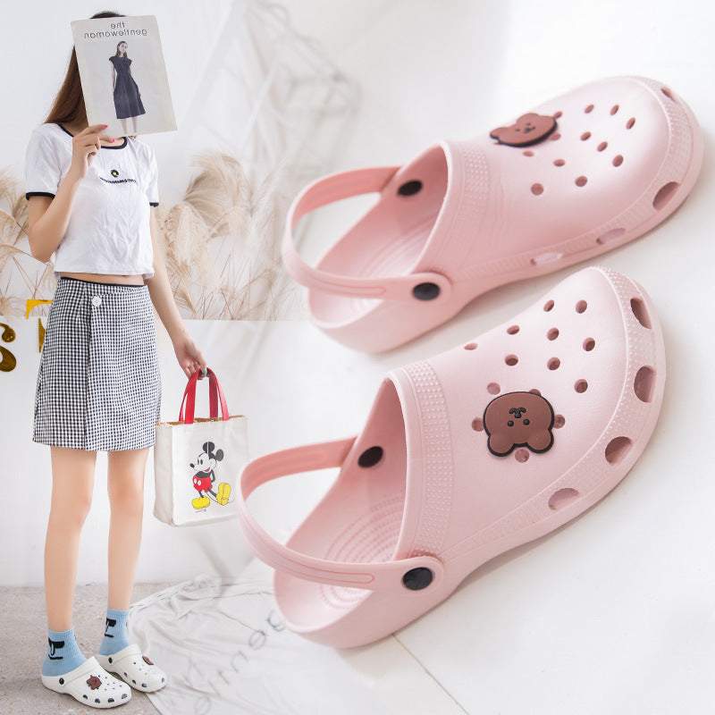 New Croc Shoes for Women Summer Fashion Girls Cute Outerwear Beach Sandals Baotou Shoes Non-Slip Slippers for Women 