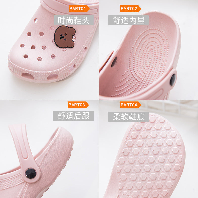 New Croc Shoes for Women Summer Fashion Girls Cute Outerwear Beach Sandals Baotou Shoes Non-Slip Slippers for Women 