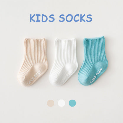 Spring, autumn and winter unisex socks for boys and girls, cotton mid-tube breathable non-slip floor socks, playground socks, loose mouth baby socks 