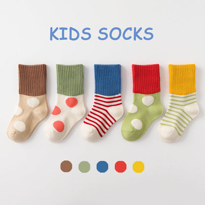 2022 new autumn and winter cotton trendy socks, sports, versatile, comfortable and warm, baby, middle and large children's socks, loose mouth 