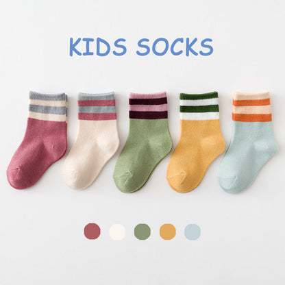 2022 new autumn and winter cotton trendy socks, sports, versatile, comfortable and warm, baby, middle and large children's socks, loose mouth 