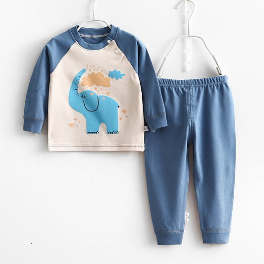 Children's underwear sets for boys and girls, autumn clothes and long trousers, home clothes, cotton sweaters, baby cotton pajamas, baby clothes 